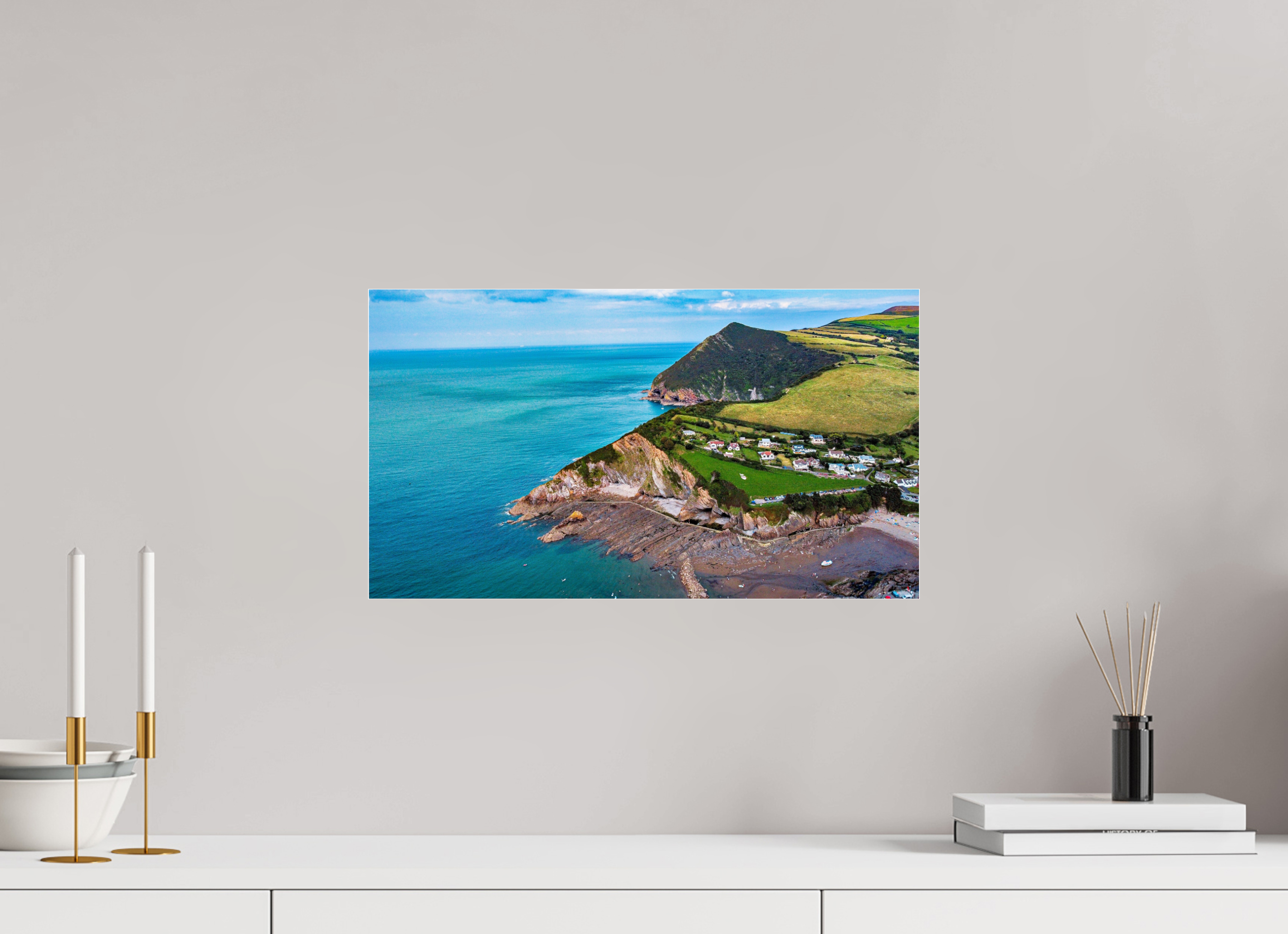 48 x 27 cm, Photo Print Under Acrylic Glass Devon - Sandaway Beach