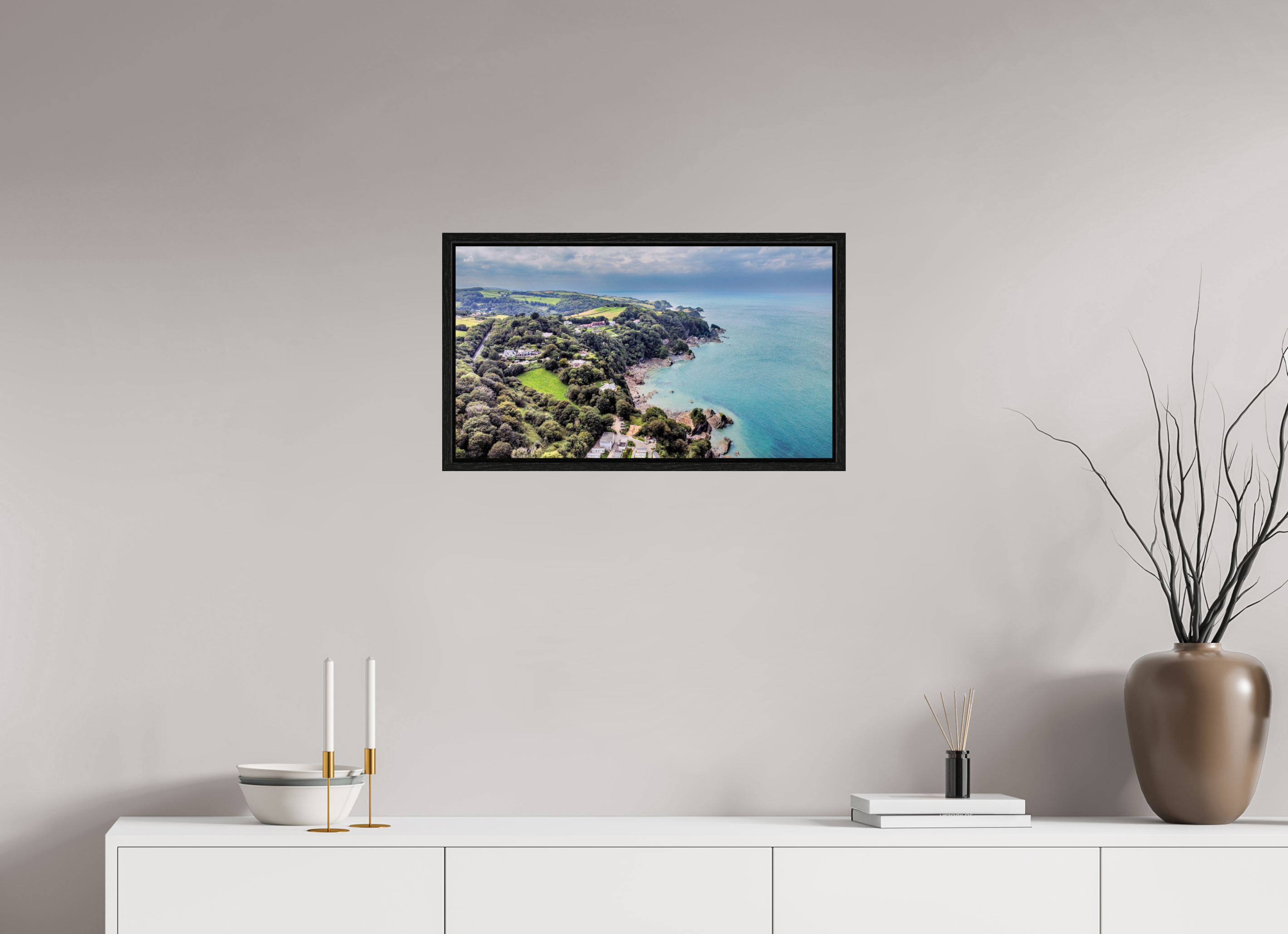 64 x 36 cm, Floater Frame Devon - Sandaway Beach